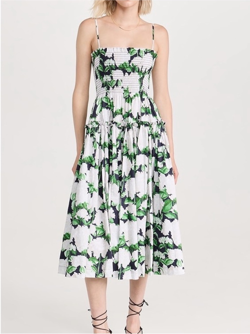 Hill House Seraphina Midi Nap Dress Night Bloom floral Print Size XS